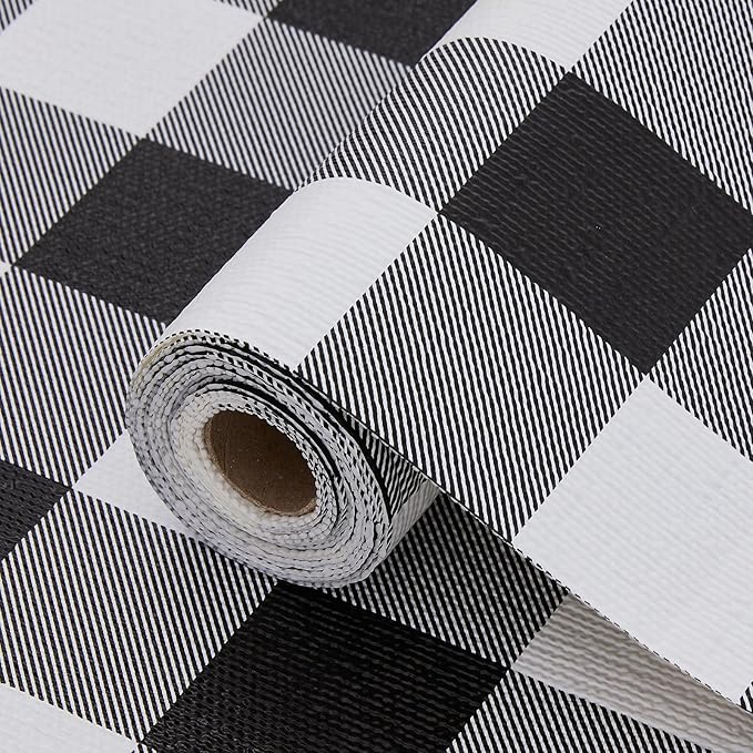 Coavas Shelf and Drawer Liner, Non Slip Extra Grip Non Adhesive Waterproof Thickened Cabinet Mat, Easy Cut for Kitchen Pantry Bathroom Dresser Cupboard (Black Stripe, 12IN x 20FT)