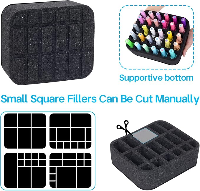 Nail Polish Organizer Holder Foam Pad DIY with 18 Slots for Storage Nail Polish or Essential Oil Tray for Drawers Black