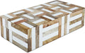 Handicrafts Home White Decorative Storage Box with Lid Wooden Coffee Table Storage Box Decorative Organizer for Living Room Decor – Resin Inlay Marquet Chase Collection - 10x4.5x2.5