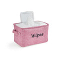 Dejaroo - Baskets for Organizing Wipes and Newborn Essentials, Diaper and Wipes Organizer, Embroidered Baby Shower Gifts for Moms, Linen Basket with Handle, 9 x 6 x 5.5 Inches, Pink