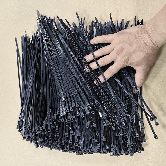 Zip Ties 1000 pcs 8 inch Cable Zip Ties, Premium Plastic Wire Ties with 40 LBS Tensile Strength, UV Resistant Cable Ties, Black Nylon Tie Straps