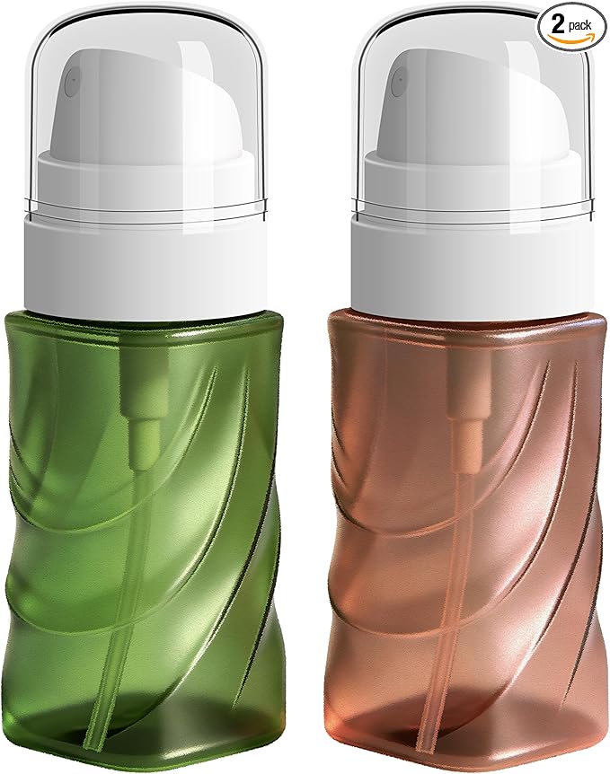 RNOAFMU 2 Pack Small Spray Bottle 2oz/60ml, Travel Size Mini Fine Mist Spray Bottles, Plastic Leakproof & Refillable Empty Spray Bottle for Hair, Face, Plant and Cleaning