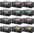 12 Pack Moving Bags with Full-Open Side Zipper, Extra Large 93L Heavy Duty Waterproof Foldable Storage Totes for College Dorm, Moving & Home Organization Gray