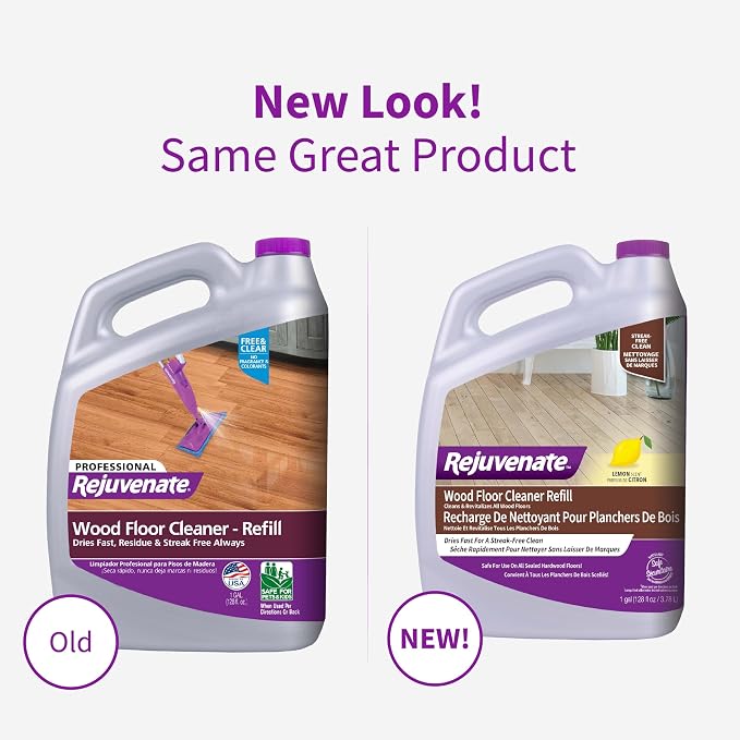 Rejuvenate Wood Floor Cleaner Refill, 1 Gallon, Cleans and Protects All Sealed Hardwood Floors and Dries Fast for a Streak-Free Clean