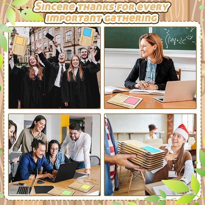 Kosiz 10 Set Chaos Coordinator Appreciation Gifts Bulk Wooden Sticky Note Holder with Notes and Ballpoint Pens Chaos Coordinator Thank You Gifts for Teacher Back to School Party Supplies