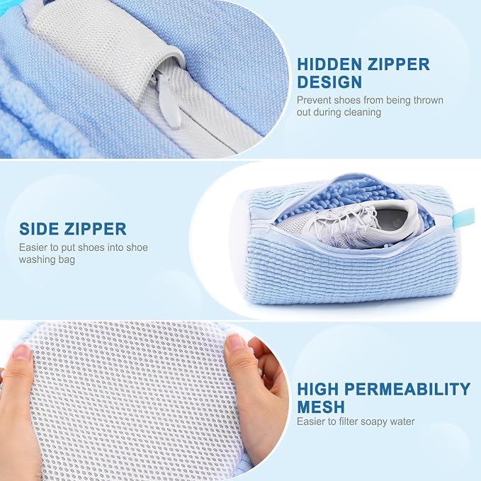 Aship Shoe Washing Machine Bag, Laundry Shoe Bag for Washer and Dryer - Reusable Shoes Cleaning Bag for Sneakers,Tennis Shoes, 360° Deep Cleaning With Self-locking Zipper for All Shoe Sizes - Blue,1PC