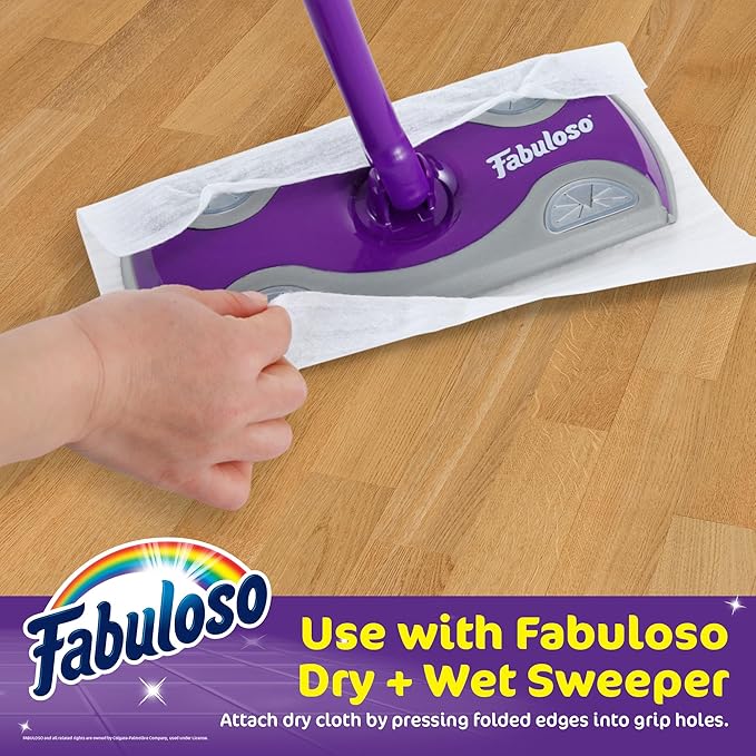Fabuloso Dry Cloths - Sweeping Pads for Use with Fabuloso Dry + Wet Sweeper for Bold and Bright Cleaning Experience - Clean Your Floors with Ease, 16 Count
