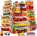 62PCS Thicker Food Storage Containers with Lids Airtight Leakproof, BPA Free Plastic Kitchen Food Storage Containers, Stackable Reusable Meal Prep Food Containers with Lids, Freezer Microwave Safe