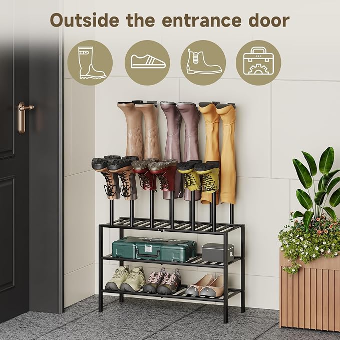 Detachable Boot Rack For Tall Boots Organizer,Outdoor Shoe Rack Storage | 3-Tier Multiuse Shoe Rack For Tall Boots,Closet Organizers And Entryway Storage,Suitable For All Seasons