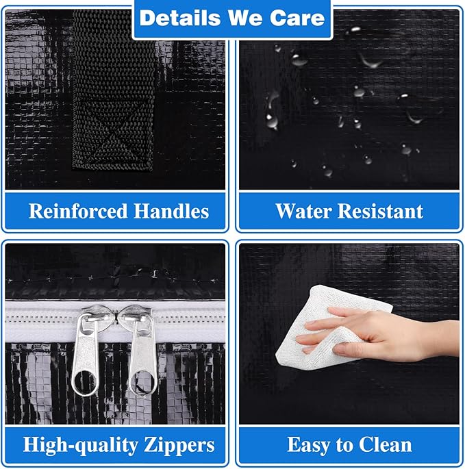 StorageRight Large Moving Bags Heavy Duty Storage Totes for Storage,Packing & Moving Collapsible Moving Supplies with Large Capacity, Reinforced Zippers and Handles, 125L, 4 Packs