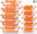 C CREST [10-Pack] Glass Food Storage Containers - Food Prep Containers with Lids - Microwave, Oven, Freezer and Dishwasher Safe