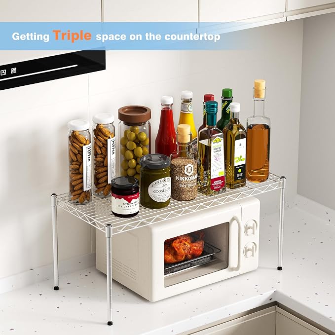 1-Tier Wire Shelf Rack,Single Metal Shelves Rack,1 Tier Metal Shelf,Chrome | 30"Wx14"Dx17"H,Height Adjustable Metal Wire Shelving Unit and Storage for Kitchen,Cabinet,Countertop,Under-Sink,Closet,Pantry