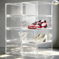 12 Pack Drop Front Shoe Boxes Acrylic Box Sneaker Case Size 12, Transparent Display Cases for Sneaker Collections, Baseball Caps, Hat Organizer Dust-free Shoe Cubbies Stackable Sneaker Boxes