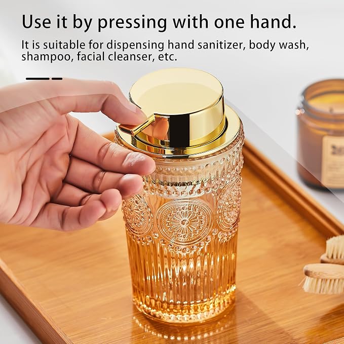 Foaming Hand Soap Dispenser,Glass Foam Soap Dispenser,Refillable Liquid Soap Dispenser,Lotion Dispenser(A4-2-US)