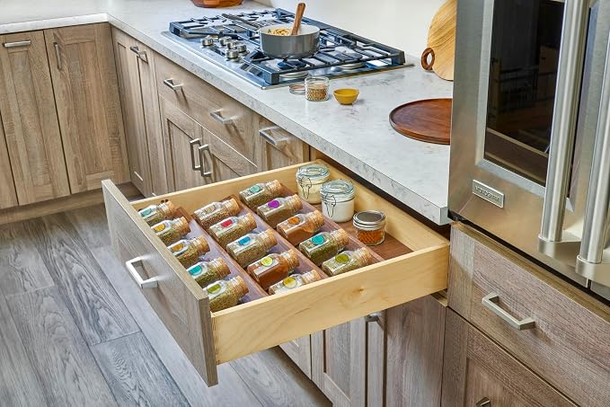 Rev-A-Shelf Walnut Trim-to-Fit Spice Drawer Insert Organizer
