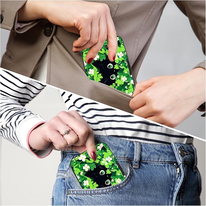 Card Holder Credit Cards Holder for Women RFID wallet women Business Card Holder Wallet Mini Aluminum Card Wallet RFID Blocking Slim Metal Hard Card for Women, Flower Cat