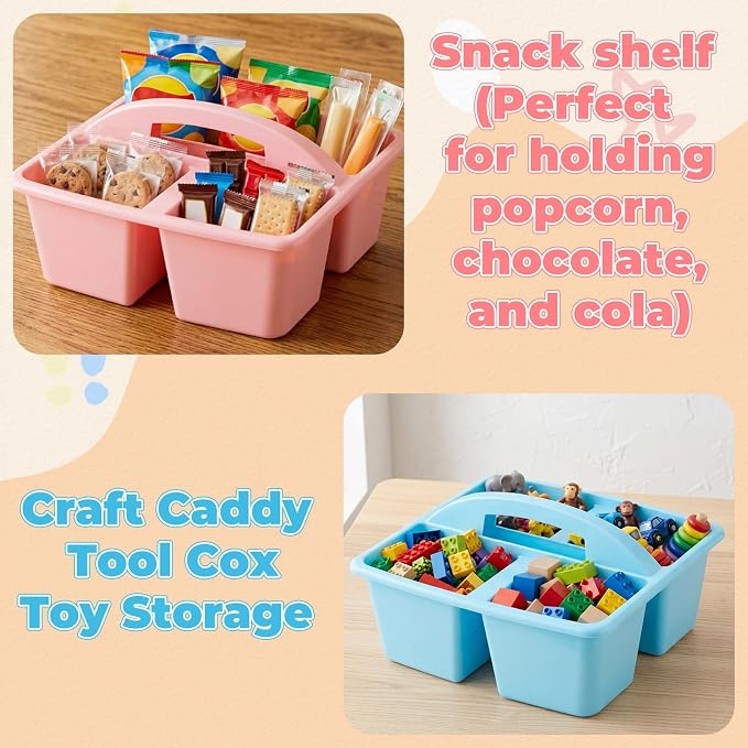 Kathfly 12 Pack Classroom Caddy Organizer with Handle, Plastic Art Craft Cleaning Caddy Bulk, Small Multipurpose Supply Organization Storage Basket for Table Desk Office Pencil Teacher (Mixed Color 1)