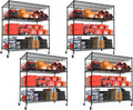 PrimeZone 4 Packs 55.5" W x 24" D x 80" H Heavy Duty Wire Storage Shelves with Wheels, 4 Tier Adjustable NSF Commercial Garage Shelving Unit, Rolling Metal Organizer Shelf Rack for Warehouse, Pantry