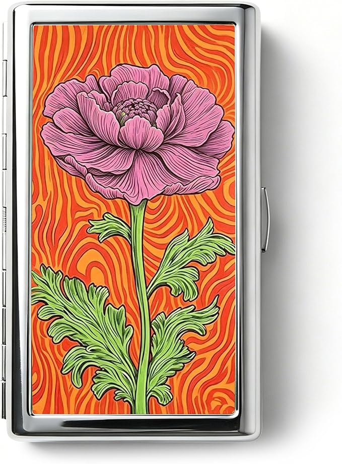 Vintage Art Deco Versatile Card & Cash/Cigarette Holder Case, Slim Metal Wallet for Women Men Credit ID Business Cards (#J)