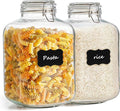 ComSaf Square Glass Jars with Airtight Lid 1.3 Gallon 2 Pack Large Canister | Flour sugar rice, Kombucha pickling, Pantry organization, Bulk storage, Pickling fermenting, Cabinet organization, Snacks