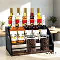 3-Tier Coffee Syrup Rack with Easy-Carry Handles | Retro Large Countertop Bottle Organizer Shelf |15 Syrup Bottles Holder | Sturdy Freestanding Bar Stand for Coffee, Whiskey & Spirits