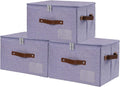 ANMINY Fabric Storage Box Bins with Zipper Lid, Washable Purple, 3PCS | Cotton Linen Fabric, PP Board Frame, Label Holder, Stackable & Foldable, PU Handles, Dual-Zipper 3-Side Open Lid, Medium