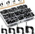 mankk 200PCS Cable Clips Nail in Cable Clips Black Wire Clips 4/6/8/10mm Round Ethernet Cables Wall Clips for Cords RG6 RG59 CAT5 CAT6 RJ45