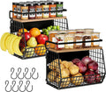 Fruit Basket 2 IN 1 Magnetic & Hanging Wall Produce Basket with Spice Rack for Potato and Onion Storage for Pantry,Kitchen Countertop and Fridge Organizer 2 PCS