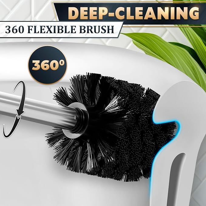 Wall Mounted Toilet Brush and Holder Set, Stainless Steel (Silver) | Stainless Steel Toilet Brush and Holder Set, Removable Inner Bowl, Dense Bristles, Rustproof, for Modern Bathroom Walls