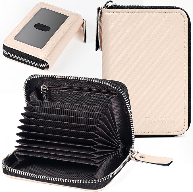 Credit Card Wallet, RFID Card Case Wallet, Zipper Card Cases Holder for Men Women, RFID Blocking, KeyChain Wallet, Compact Size Card Organizer Case for Women