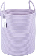 XUANGUO Rope Laundry Basket Hamper for Clothes Woven Storage Basket for Living Room Bedroom Boho Tall Rope Baskets for Blanket Toys Pillow Towels Baby Nursery Hamper Bin Large purple or lavender