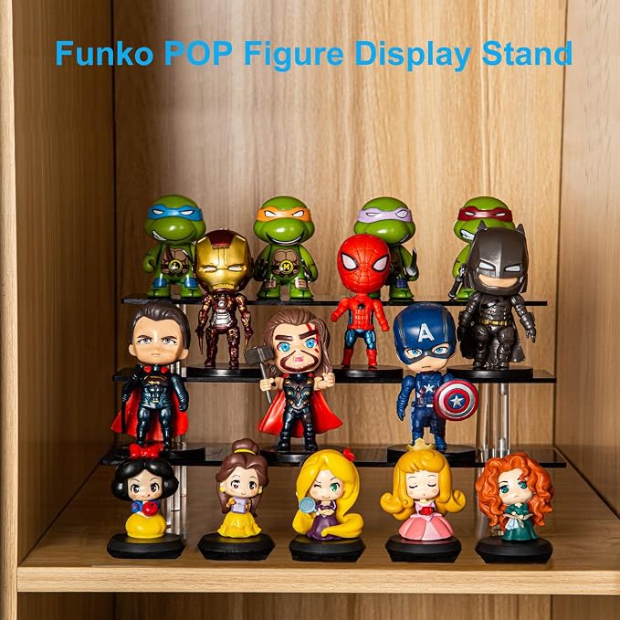 HENABLE 3 Tier Perfume Organizer Stand, Black Acrylic Risers Display Stands, Cologne Shelf Dessert Display for Party, Figure Stand Funko POP Shelves, Collection Cosmetic, Cupcake Stand Holder
