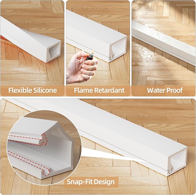 Kneelisa 78inch Silicone Single Cord Hider for Wall, Mini Cord Cover Raceway with Side Slot, Flexible Small Wire Concealer for One Cable-Cuttable & Bendable, Child & Pet Safe, White