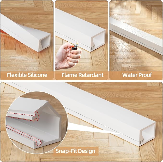 Kneelisa 39inch Silicone Single Cord Hider for Wall, Mini Cord Cover Raceway with Side Slot, Flexible Small Wire Concealer for One Cable-Cuttable & Bendable, Child & Pet Safe, White