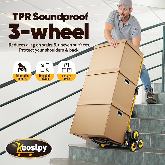 Upgraded Stair Climbing Hand Truck Dolly, 330Lbs Heavy Duty Folding Shopping Cart with Wheels, Stair Climbing Personal Shopping Cart with Bag for Moving, Groceries, Luggage, Travel & Office