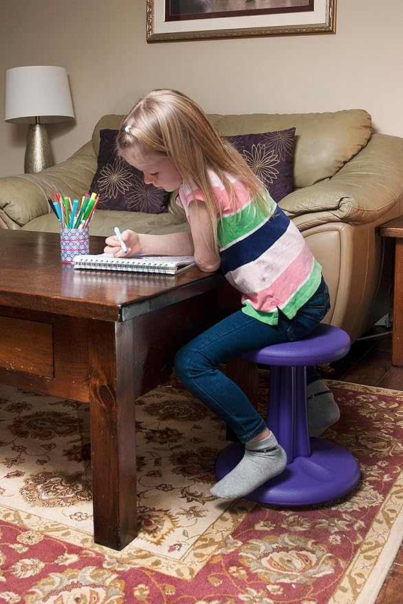 KORE Design Wobble Stool Chair, Girls + Boys Kid Desk Stools, Ergonomic Small Office Chairs, Flexible Seating for Active Child, ADD/ADHD, Classroom, School, Home, Kids (14in), Age 6-7 yrs, Green