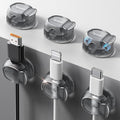 Chfeila 6 Pack Cable Clips, Dorm Room Essentials - Dual Spring Cord Organizer for Cubicle Decor, Cute Desk Organizers and Accessories, Teen Dorm Room Decor, Cubicle Accessories, Nightstand,Clear Black