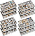 Junkin 12 Pcs Jewelry Tray Velvet Stackable Jewelry Organizer Trays Divided Earring Accessories Storage Containers Box (Rose Red)