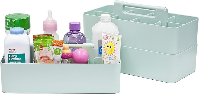 -Large Portable Caddy, DIY Dividers, 8 Compartments, School Office Supplies Home Business Organizer,Portable Basket with Handle Storage Organizer Modern Made in USA (6 PACK, Mint)