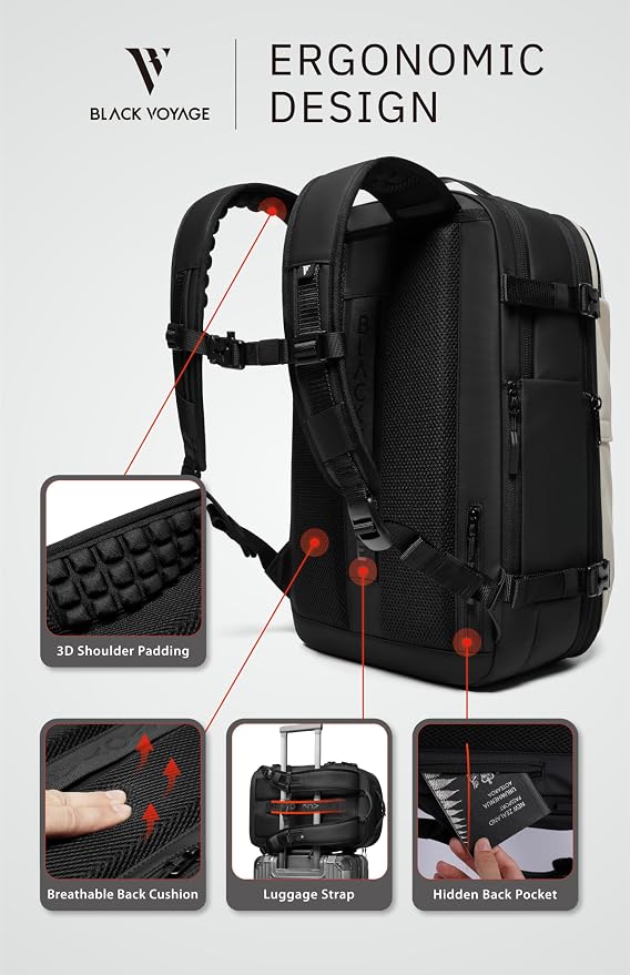 BlackVoyage Vortex Vacuum Seal Travel Backpack 60L Expandable Air Compression System Water Resistant TSA Lock Carry-On