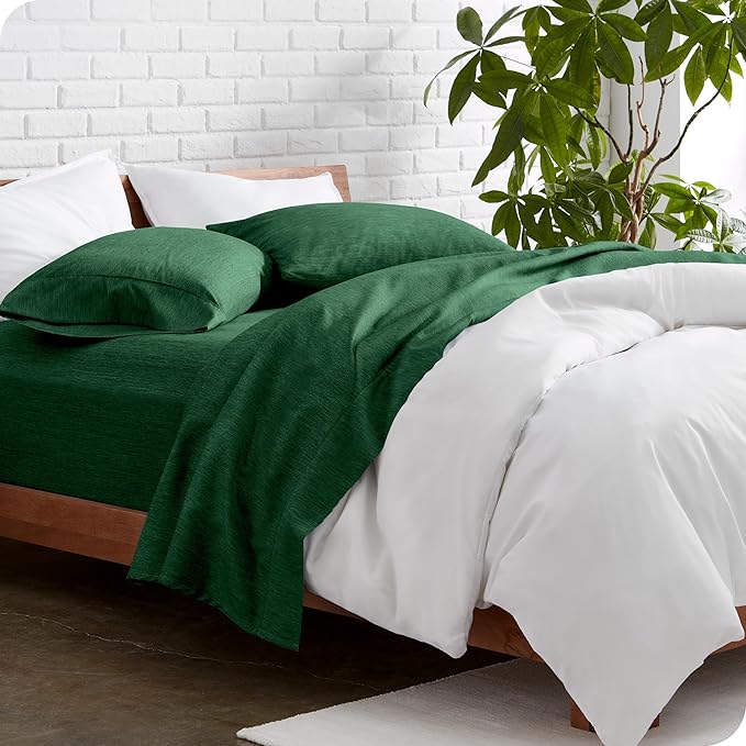 Bare Home King Sheet Set - Luxury 1800 Ultra-Soft Microfiber Double Brushed - Deep Pockets - Easy Fit - 4 Piece Set - Bedding Sheets & Pillowcases (King, Heathered Forest Green)