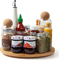 12in Bamboo Lazy Susan Turntable Organizer for Pantry Countertop Tabletop Spice Rack Spinning Rotating Organizer for Kitchen