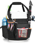GOBUROS Fishing Bucket Organizer for 5 Gallon Bucket(Bucket not Included) | Fish Bucket Storage Caddy with Adjustable Buckle, Rod and Plier Holder and Multi-Pockets for Fishing Gear