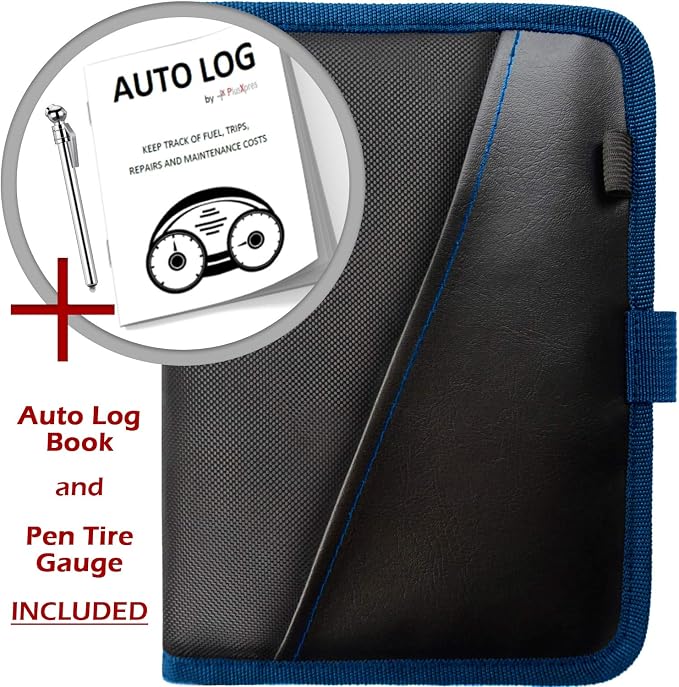 PlusXpres Glove Box Compartment Organizer - Car Document Holder - Blue | Owner Manual Case Pouch, Vehicle Storage Wallet for Registration and Insurance Card, Auto Paperwork Holder, Log Book included