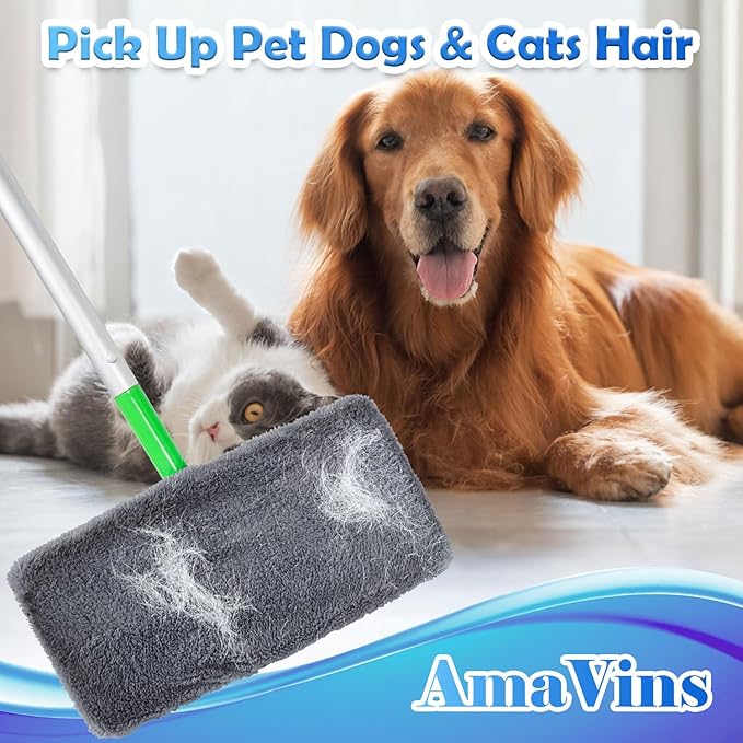 AmaVins 8 Pack Reusable Microfiber Mop Pads Compatible with Swiffer Sweeper Mop, Dry Sweeping Cloths & Wet Mopping Cloths, Washable Mop Pads for Surface/Hardwood Floor Cleaning (Mop is Not Included)