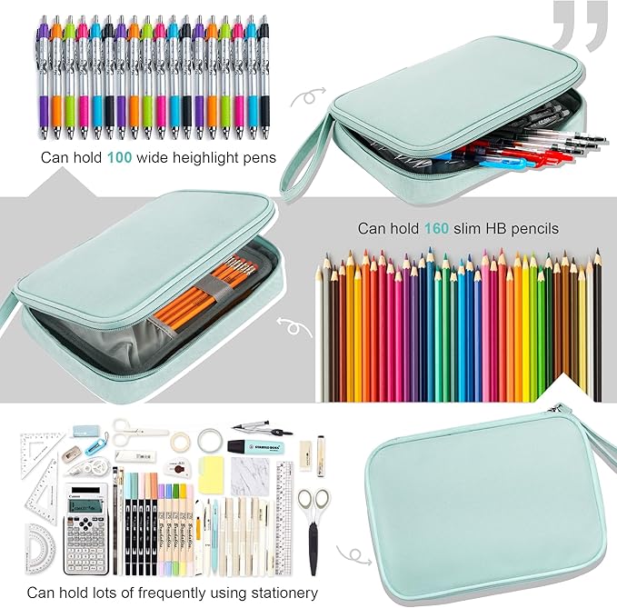 Zannaki Big Capacity Storage Pouch Marker Pen Pencil Case Simple Stationery Bag Box Art Tool & Sketch Storage Boxes for Bullet Journal Middle High School Office College Student Girl Women Adult Teen
