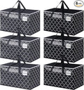 Extra Large Moving Bags, Heavy-Duty Storage Totes with Zipper Top and Sturdy Handles, Moving Supplies for Space Saving and Packing, Collapsible Storage Bags, Black & Gray, 100L, 6-Pack