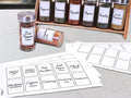 Orii Spice Labels, 160 White Rectangular | 160 Pre-printed, 20 Blank
