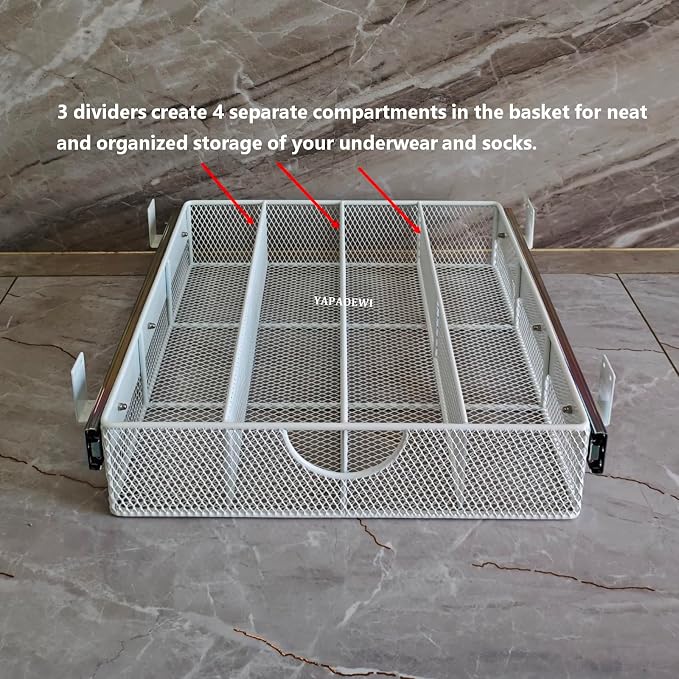 Pull Out Closet Drawer for Clothes | Sliding Wire Basket for Wardrobe Cabinets | Roll Out Storage Organizer | Side Mounting | for Home, Kitchen,Pantry