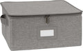 Covermates Keepsakes Zip-Top Storage Box Set, 3 Pack Heavy Duty Polyester Organizer Bins, Stackable Design, ID Window, Reinforced Handles, Closet Home Storage, Grey Heather